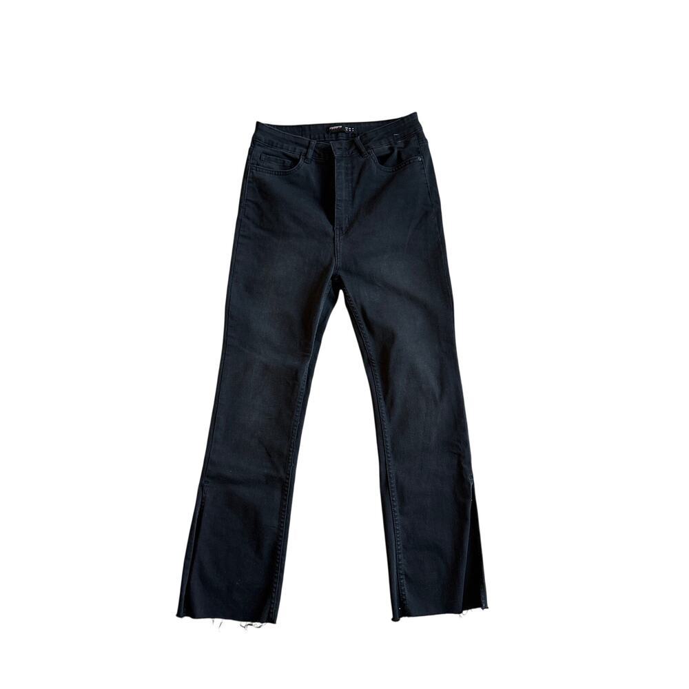 Madame Denim Black Slim Straight Raw Hem Jeans Size 8/10 (EUR 40)